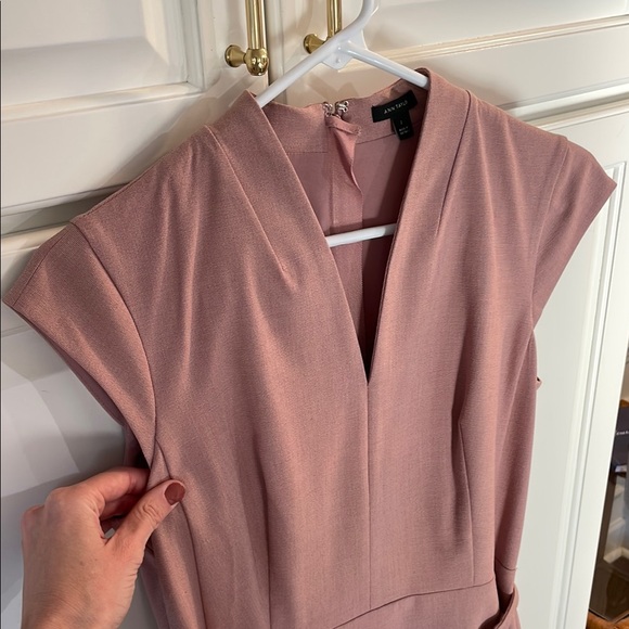 Dusty Pink Plunge Neck Midi Dress - Picture 4 of 5